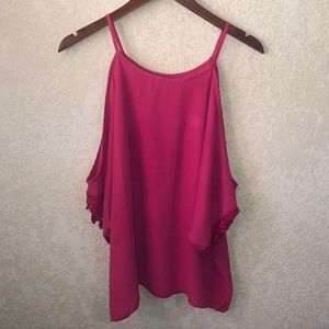 Hot pink open shoulder blouse